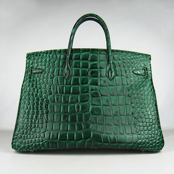 Replica Hermes Birkin 40CM Crocodile Veins Leather Bag Dark Green 6099 Online